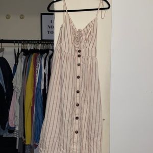 Pink and cream striped dress